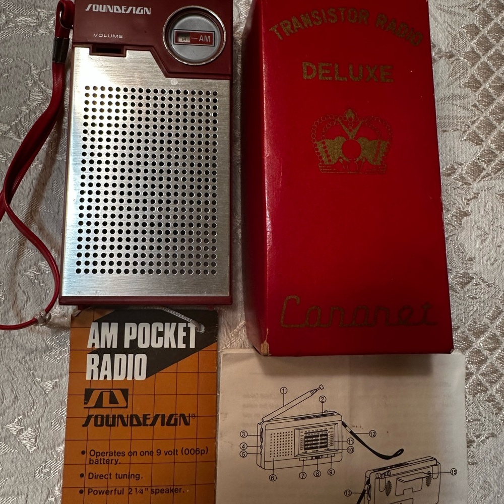 1970 Sound Design AM Pocket Radio IOB & Tag